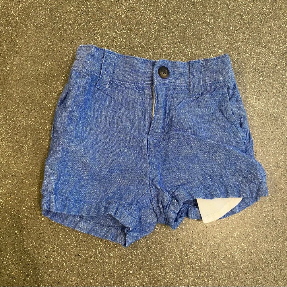 Janie and Jack 3-6 months shorts‎ chambray linen cotton blue preppy summer beach